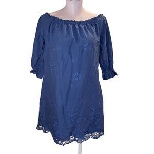 Abercrombie & Fitch Women Embroidered Eyelete Off Shoulder Dress Size M Milkmaid